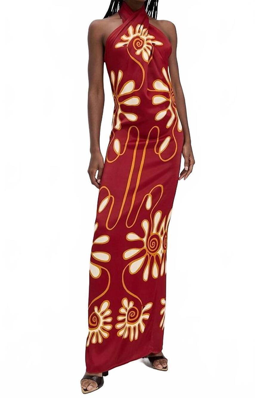 NEW CALA DE LA CRUZ oliviera maxi dress in namurcarmin